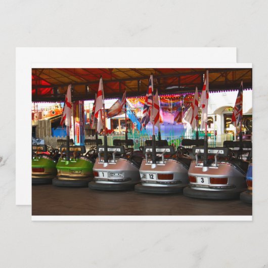 Dodgem Bumper Car Invitations Kaart (Voorkant / Achterkant)
