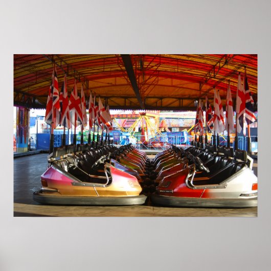 Dodgem Cars bij Funfair Print (Voorkant)