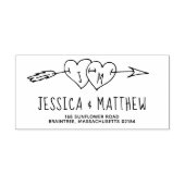 Dodled Wedding Hearts met Arrow Monogram Zelfinktende Stempel (Design)
