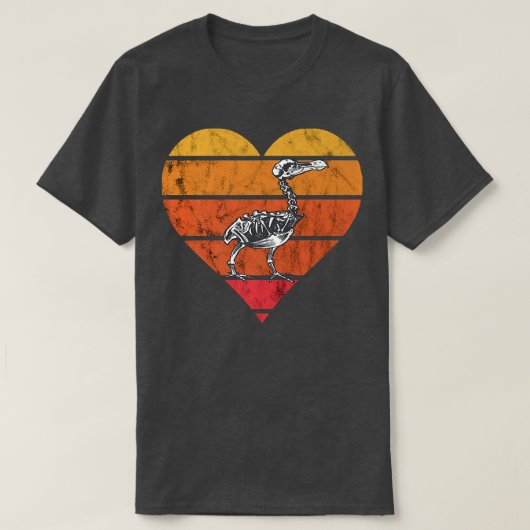 Dodo Bird Skeleton Retro Sunset Dronte Bir T-shirt (Design voorkant)