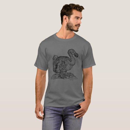 Dodo Bird Tekening  Retro T-shirt (Voorkant volledig)