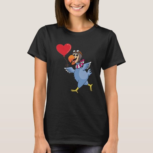 Dodo Bird With Heart Balloon Valentines Day Love B T-shirt (Voorkant)