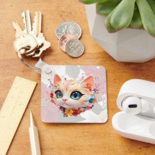 Dodo chic schattige emotionele schattige kat roze sleutelhanger