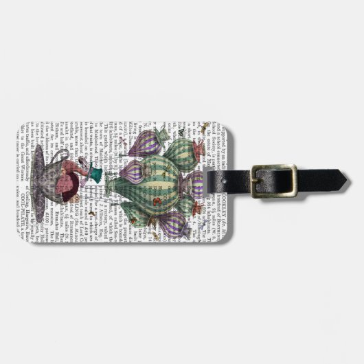 Dodo in Teacup met libellen Bagagelabel (Voorkant horizontaal)