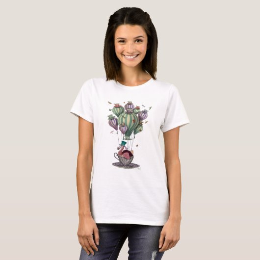 Dodo in Teacup met libellen T-shirt (Voorkant volledig)