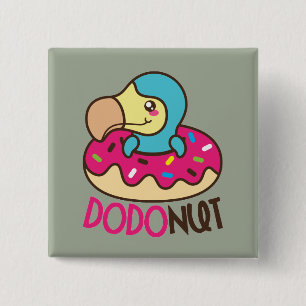 Dodonut Do Do Bird Doughnut Vierkante Button 5,1 Cm