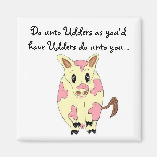 Doe aan Udders Funny Koe Magneet (Voorkant)