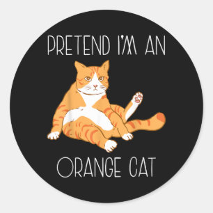 Doe alsof een oranje kat Halloween kostuum familie Ronde Sticker