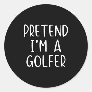 Doe alsof Golfer kostuum Halloween eenvoudige grap Ronde Sticker