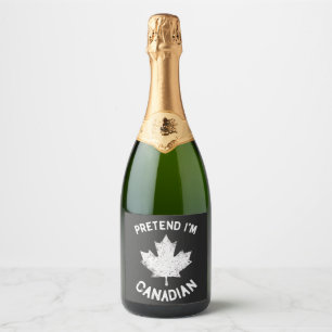 Doe alsof ik Canadees ben Canadese dag Canadees Sparkling Wijnetiket
