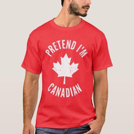 Doe alsof ik Canadees Canada Dag Canadese Hallowee T-shirt (Voorkant)