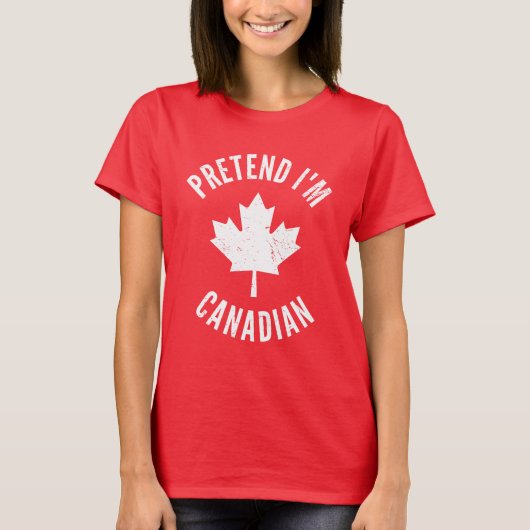 Doe alsof ik Canadees Canada Dag Canadese Hallowee T-shirt (Voorkant)