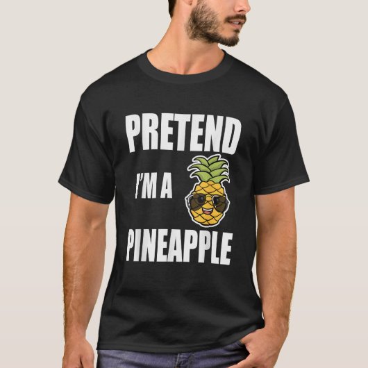 Doe alsof ik een ananas grappig Halloween kostuum  T-shirt (Voorkant)