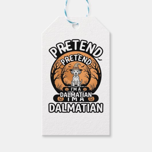 Doe alsof ik een Dalmatische Halloween-hond ben Cadeaulabel (Voorkant)