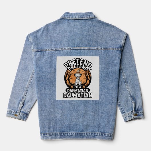 Doe alsof ik een Dalmatische Halloween hond ben Denim Jacket (Achterkant)
