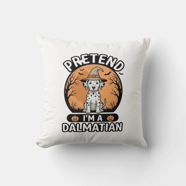 Doe alsof ik een Dalmatische Halloween-hond ontwer Kussen (Voorkant)