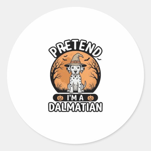 Doe alsof ik een Dalmatische Halloween-hond ontwer Ronde Sticker (Voorkant)