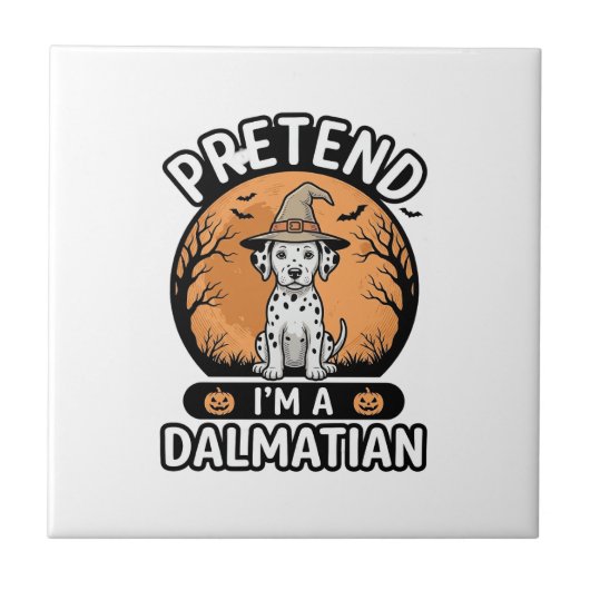 Doe alsof ik een Dalmatische Halloween-hond ontwer Tegeltje (Voorkant)