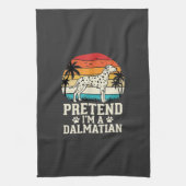 Doe alsof ik een Dalmatische Retro Hond ben Theedoek (Verticaal)