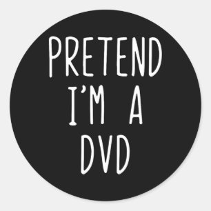 Doe alsof ik een dvd-kostuum ben Halloween Funny L Ronde Sticker