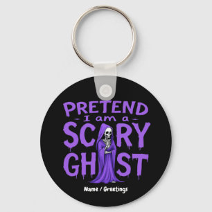 Doe alsof ik een eng spook ben, grappig paars skel sleutelhanger