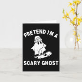 Doe alsof ik een enge geest Halloween kostuum 2 Kaart (Gele Bloem)