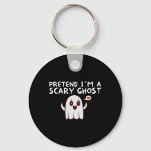 Doe alsof ik een enge geest Halloween kostuum ben Sleutelhanger