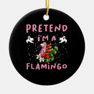 Doe alsof ik een flamingo grappig Halloween kostuu Keramisch Ornament