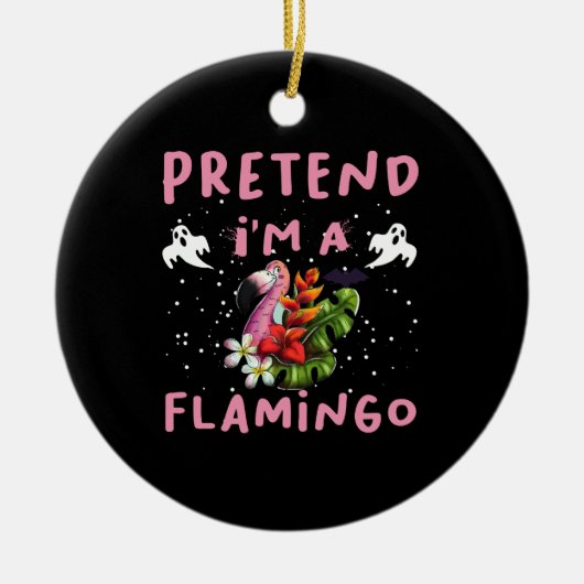 Doe alsof ik een flamingo grappig Halloween kostuu Keramisch Ornament (Voorkant)