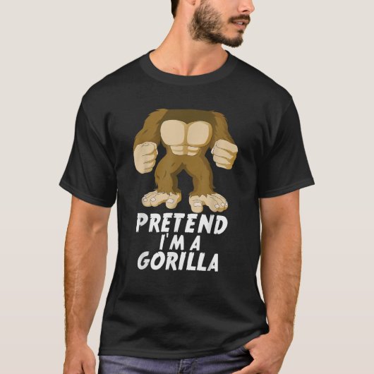 Doe alsof ik een gorilla grappig lui Halloween kos T-shirt (Voorkant)