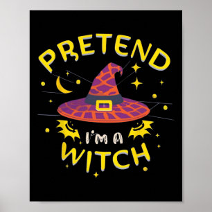 Doe alsof ik een heks geest Halloween kostuum Poster