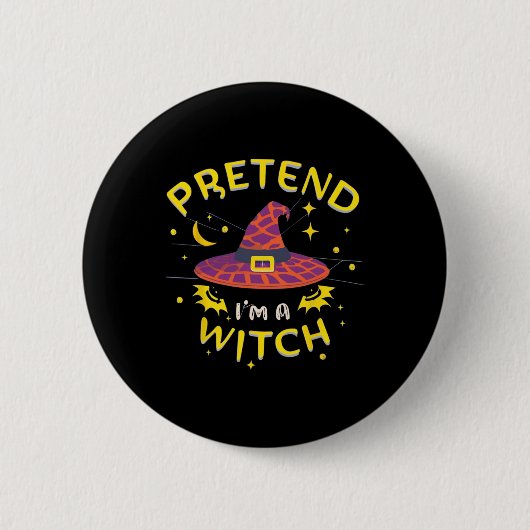 Doe alsof ik een heks geest Halloween kostuum Ronde Button 5,7 Cm (Voorkant)