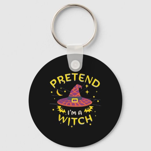 Doe alsof ik een heks geest Halloween kostuum Sleutelhanger (Voorkant)