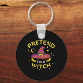 Doe alsof ik een heks geest Halloween kostuum Sleutelhanger (Voorkant)