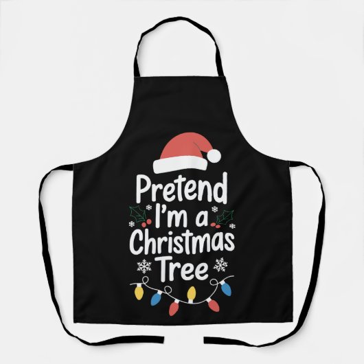 Doe alsof ik een kerstboom Santa-hoed lichten Kers Schort (Voorkant)
