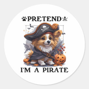 Doe alsof ik een piraat Shetland Sheepdog ben Hall Ronde Sticker
