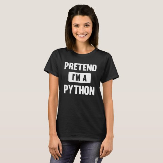 Doe alsof ik een Python Halloween kostuum ben T-shirt (Voorkant volledig)