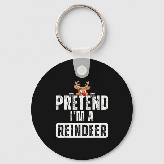 Doe alsof ik een rendier ben Easy Kerst Costuum Sleutelhanger (Voorkant)