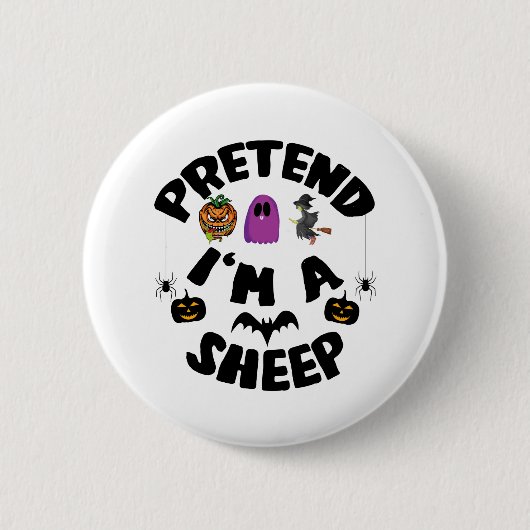 Doe alsof ik een schaap ben Grappig Halloween Kost Ronde Button 5,7 Cm (Voorkant)