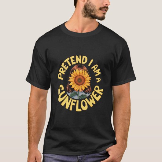 Doe alsof ik een Schattigee en grappige zonnebloem T-shirt (Voorkant)