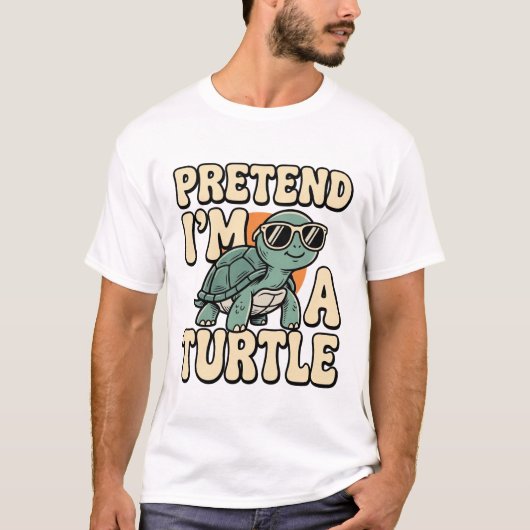 Doe alsof ik een schildpad ben Funny Retro schildp T-shirt (Voorkant)