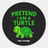 Doe alsof ik een schildpad ben Halloween kerstkost Ronde Sticker (Voorkant)