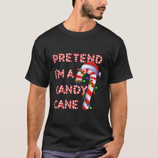 Doe alsof ik een Snoep Candy Cane Crew Santa Kerst T-shirt (Voorkant)