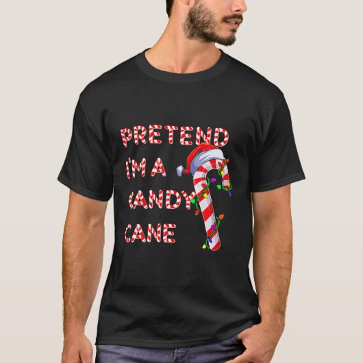 Doe alsof ik een Snoep Candy Cane Crew Santa Kerst T-shirt (Voorkant)
