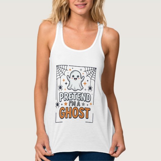 Doe alsof ik een spook ben Schattig Halloween Tanktop (Voorkant)