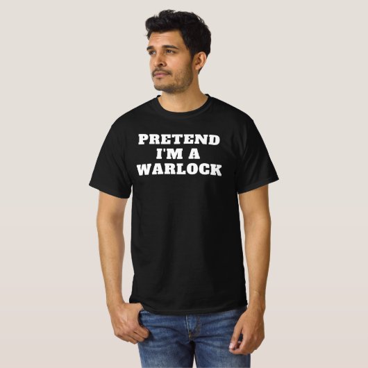 Doe alsof ik een Warlock Lazy Halloween kostuum id T-shirt (Voorkant volledig)