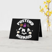 Doe alsof ik een zeemeermin ben Grappig Halloween Kaart (Gele Bloem)