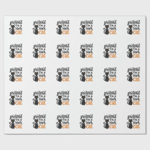 Doe alsof ik een zwarte kat ben Halloween kat T-sh Cadeaupapier