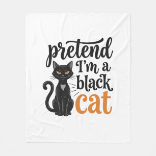 Doe alsof ik een zwarte kat ben Halloween kat T-sh Fleece Deken