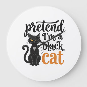 Doe alsof ik een zwarte kat ben Halloween kat T-sh Grote Klok